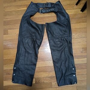 Black Leather FMC Motorcycle Chaps Women's Size Medium